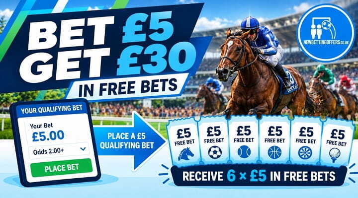Bet £5 Get £30 free bet offers 1
