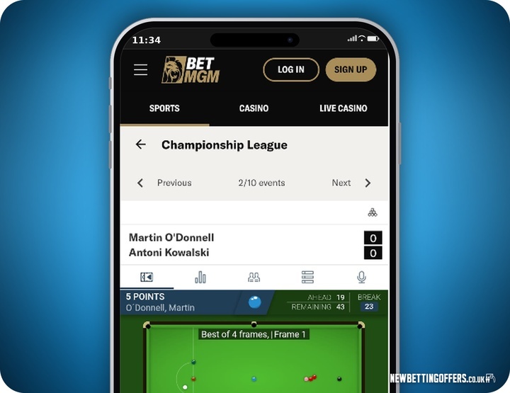 BetMGM Snooker betting